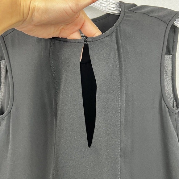 J. Crew Blouse Top Size 00 Black Sleeveless Drapey Keyhole Front Chiffon - Picture 5 of 11